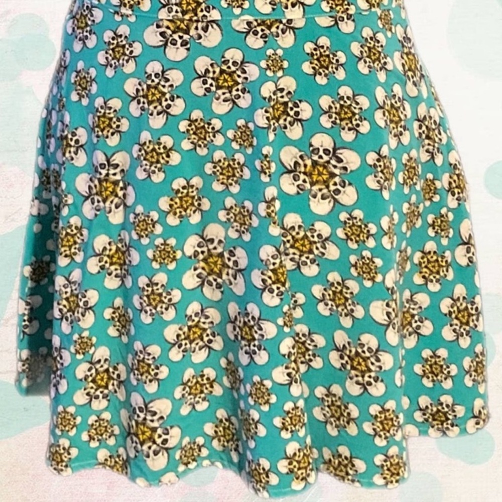 Iron Fist Blue and Brown Mini Skater Skirt Casual